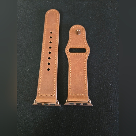 Brown Leather Stud-Style Smartwatch Band – Vintage Copper Hardware – Fits Apple - Picture 1 of 1